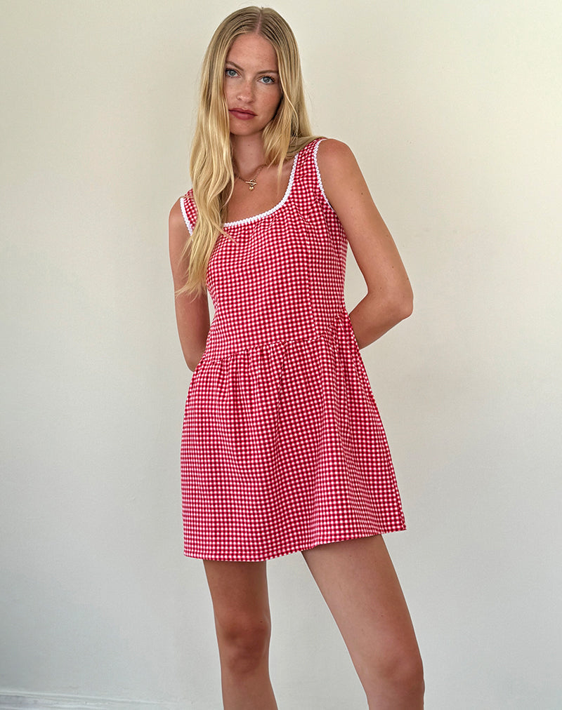 Red Gingham Mini Dress | Leshi – motelrocks-com-eur
