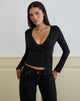 Image of Levard Long Sleeve Top with Drape in Jersey Black