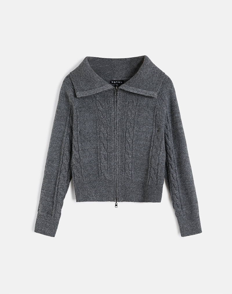 Image of Lilena Zip Jumper in Knit Dark Shadow