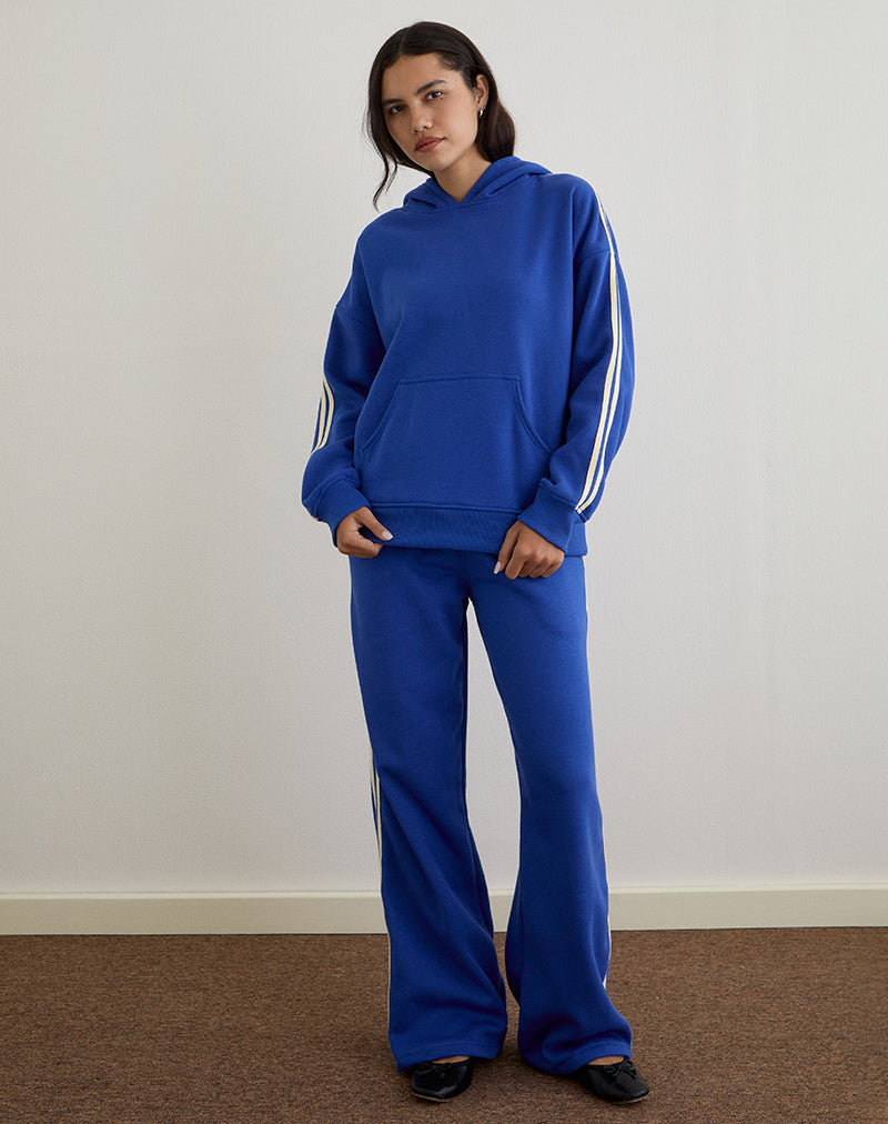 Lingwu Hoodie in Cobalt Blue with Buttermilk Binding