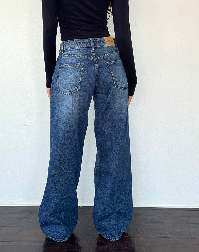 Roomy Extra Wide Low Rise Jeans in Mid Blue Used –