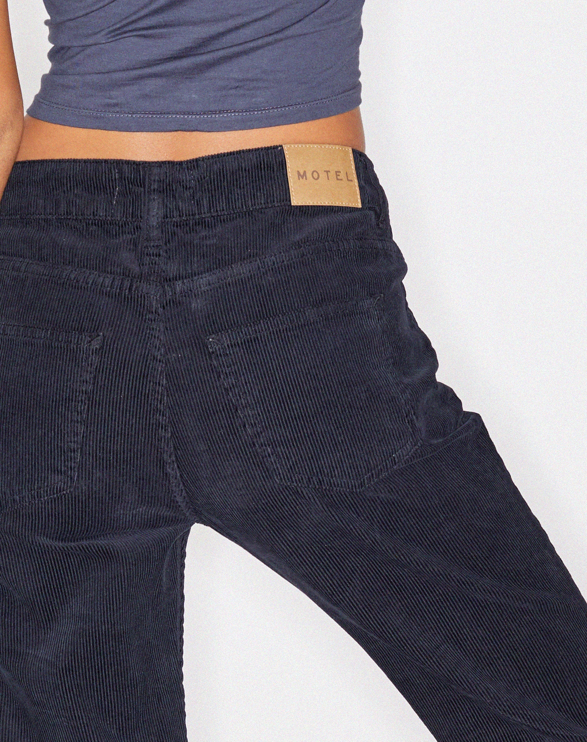 Image of Low Rise Bootleg Jeans in Cord Black
