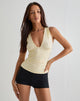 Image of Lycia Plunge Top in Cream with Black Micro Polka Print