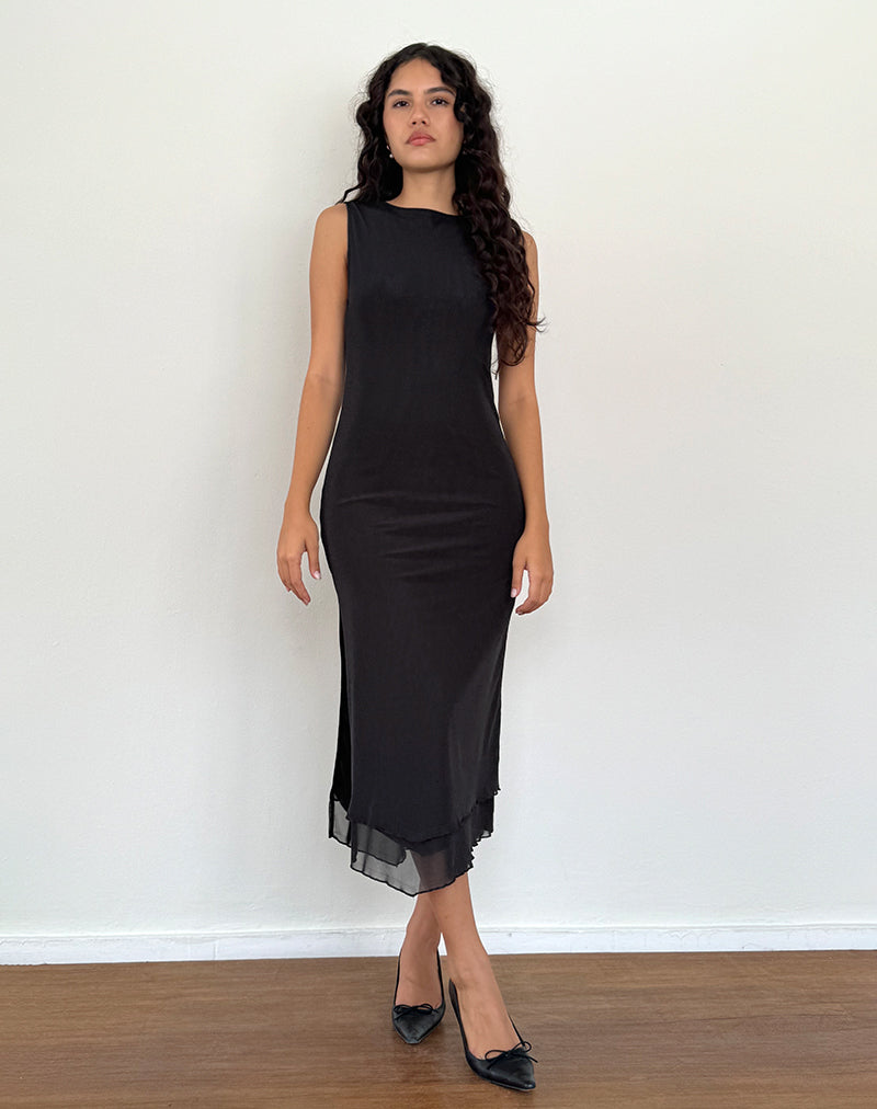 Black low back outlet midi dress