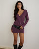 Image of Mihiro Plunge Mini Dress in Cupro Deep Purple