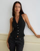 Image of Mikanu Button Down Blouse in Diamante Tailoring Black