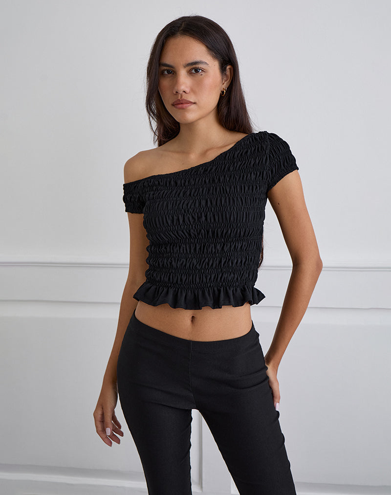 Black Shirred Top | Mirita – motelrocks-com-eur