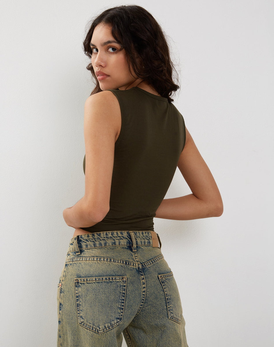 Olive Cropped Vest | Monlo – motelrocks-com-eur
