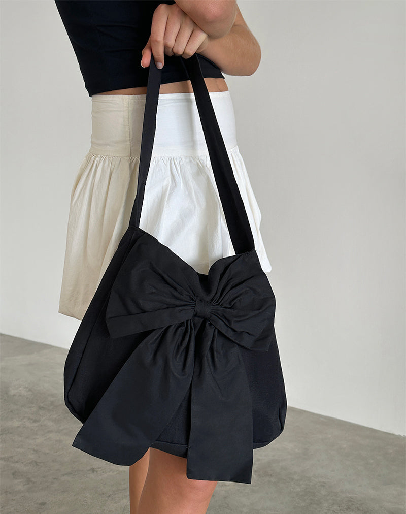 Black Shoulder Bag with Black Bow | Nagi – motelrocks-com-eur
