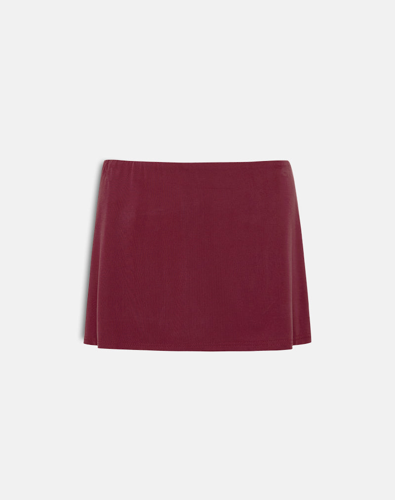 Image of Namya Mini Skort in Cupro Burgundy