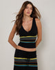 Image of Natcha Vest Top in Black with Brown and Blue Stripes