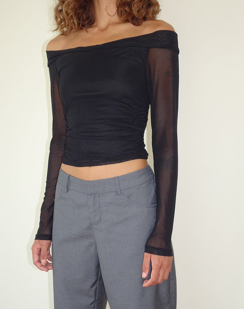 Mesh Black Bardot Top Nauri motelrocks com eur