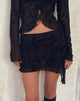 Image of Theri Mini Skirt in Vine Flower Black with Rosette