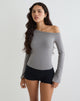 Image of Noraba One Shoulder Top in Grey with Eyelets