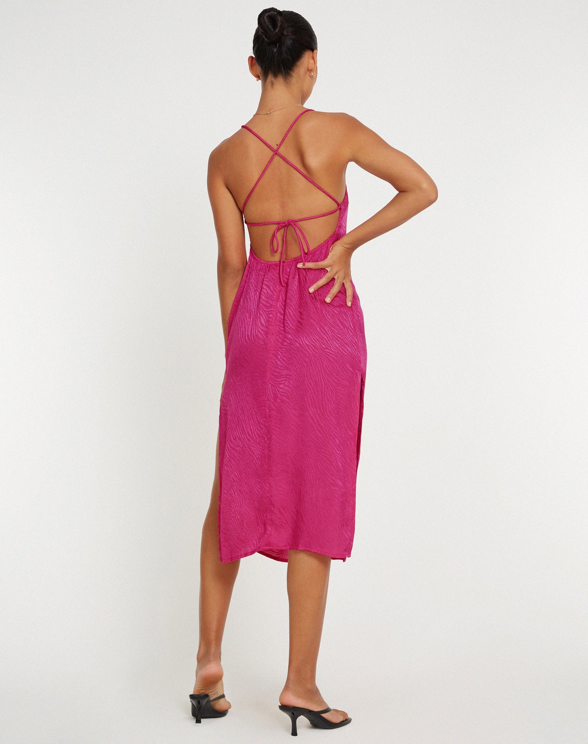 Image of Nosita Midi Dress in Satin Zebra Pink