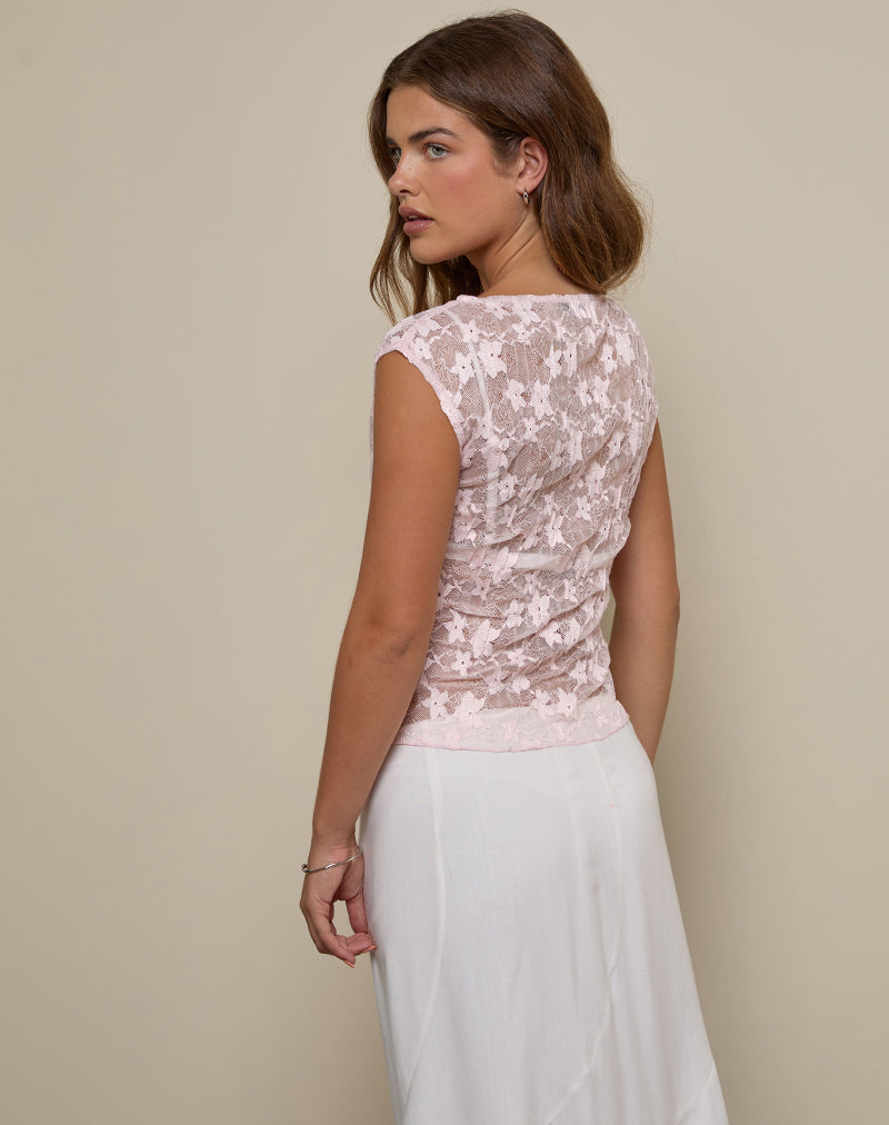 Image of Nova Unlined Top in Pink Plisse Lace