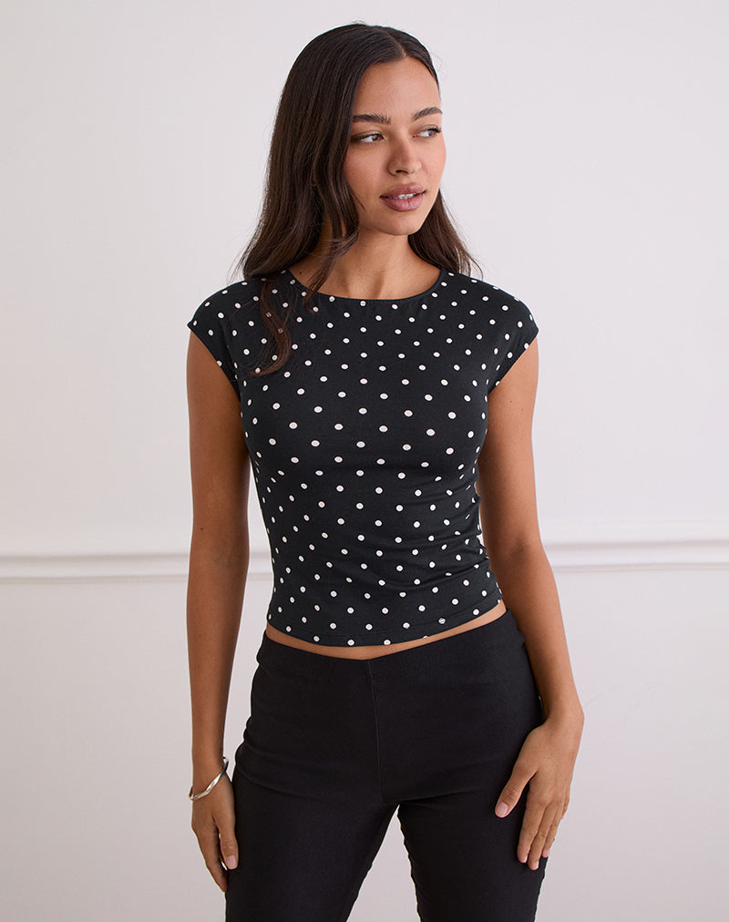 Black Polka Dot Top | Nova – motelrocks-com-eur