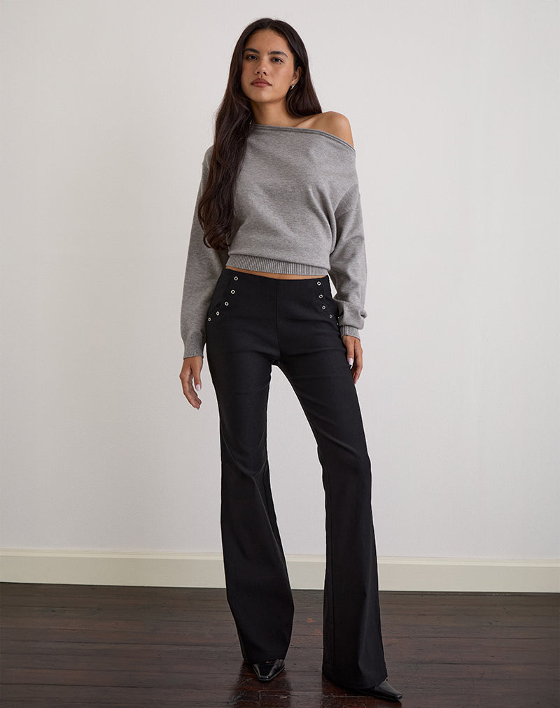 Image of Olira Flare Trouser with Eyelets in Tailored Black