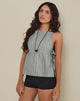Image of Palsi Tie Side Sleeveless Top in Green and White