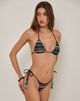 Image of Lentra Bikini Bottom with Beads in Dark Stripe Black and Blue