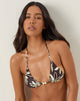 Image of Pami Bikini Top in Brown and Ivory Doodle Swirl with Beads
