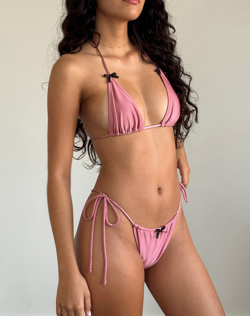 Pink bikini top black bottom on sale