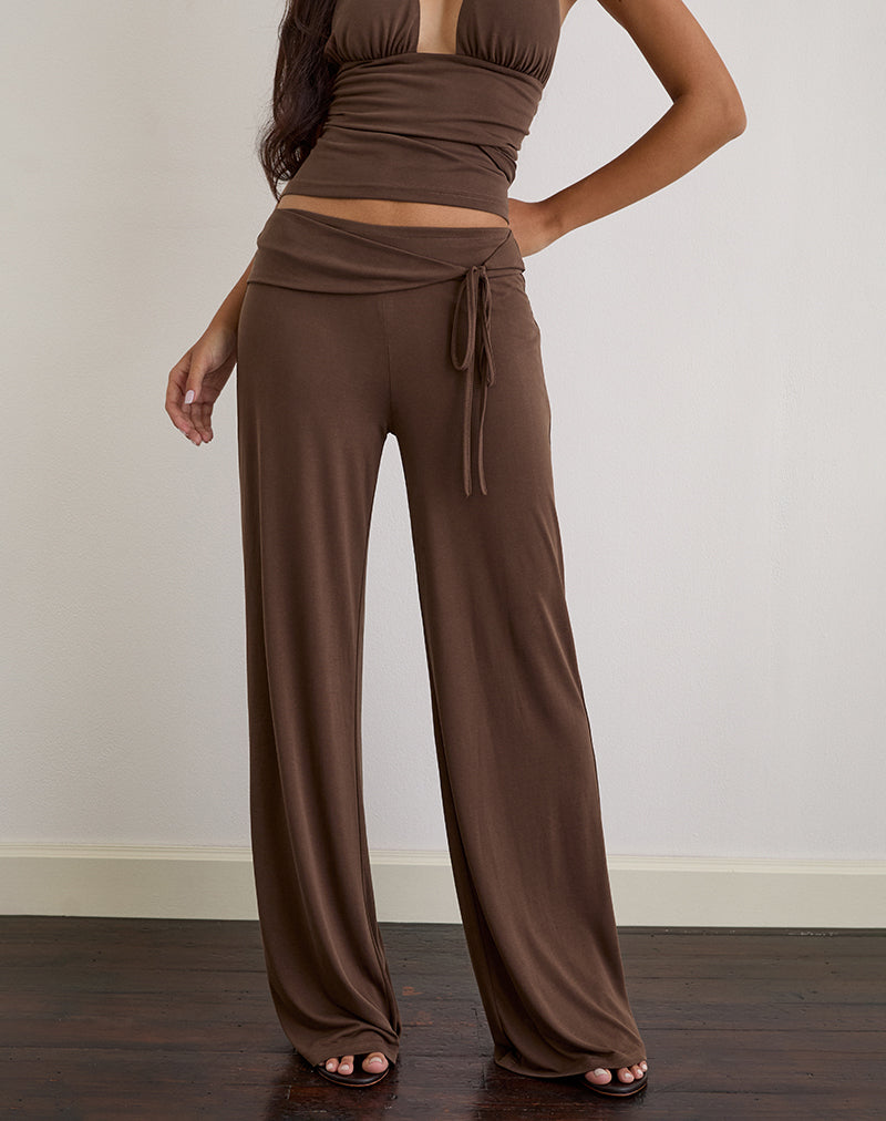 Image of Donata Trouser in Cupro Dark Brown