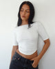Image of Ralda Curved Hem Top in Cotton Hemp White