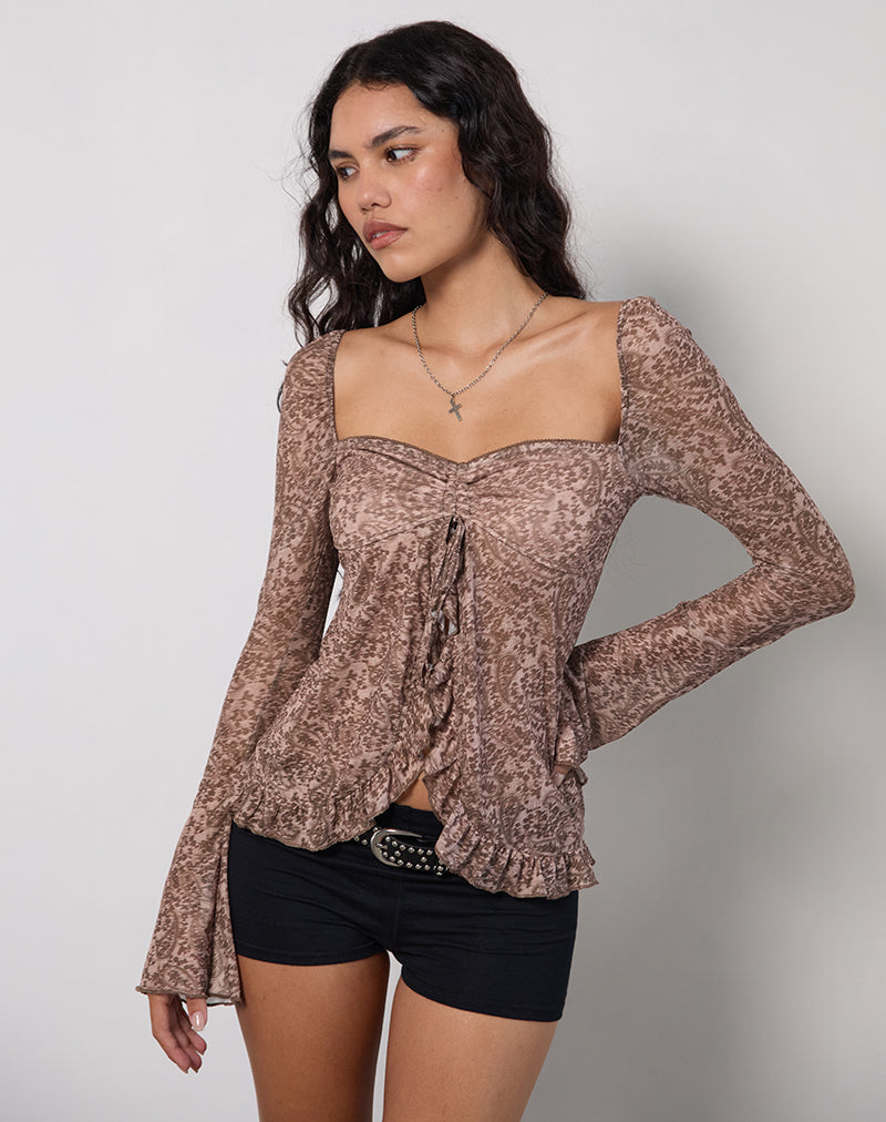 Image of Ratu Top in Mesh Vintage Paisley Pink