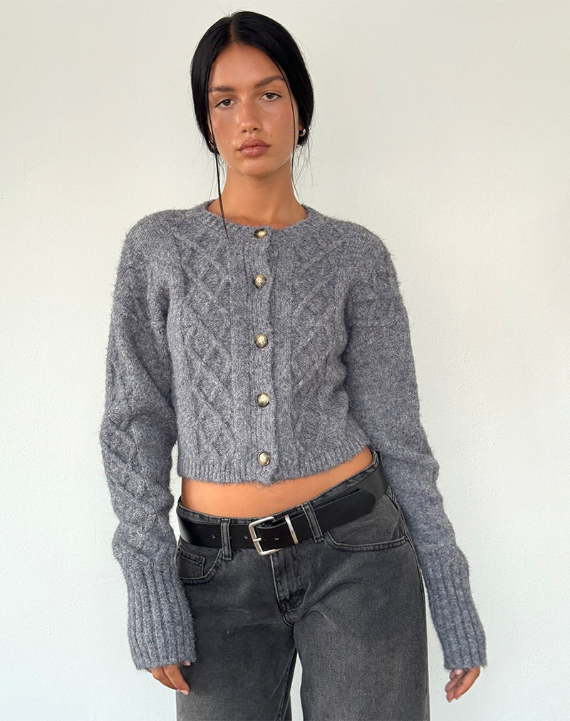 Cable knit cardigan grey hotsell