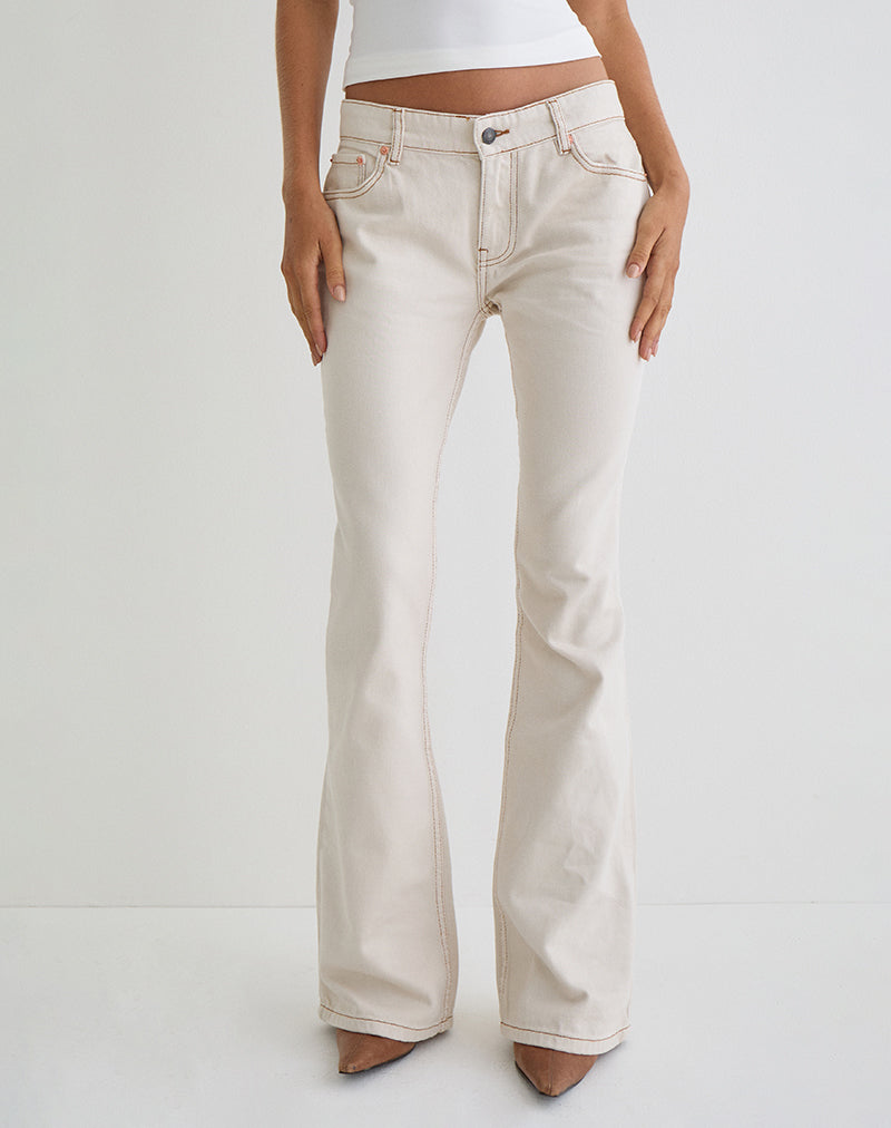 Image of Rigid Low Rise Flare Jeans in Off White