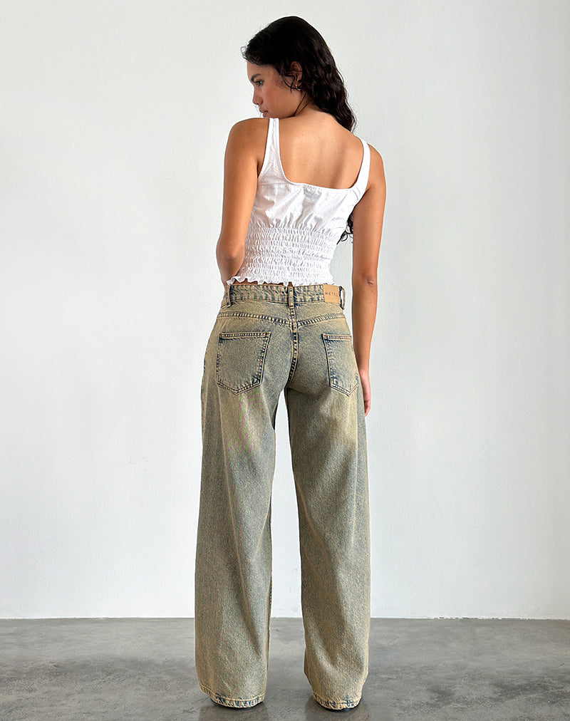 Sandy Blue Acid Extra Wide Leg Low Rise Jeans Roomy – motelrocks