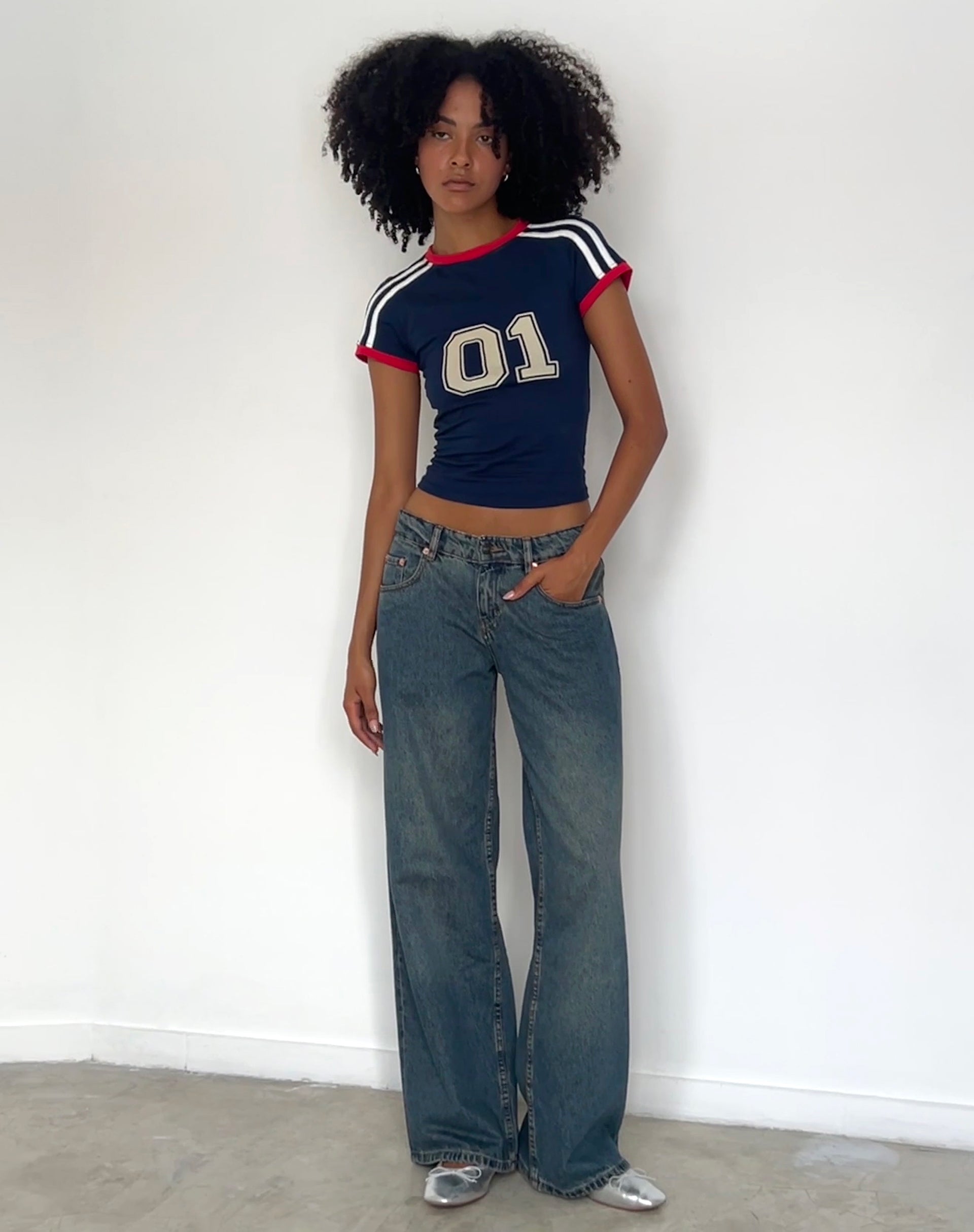 Image of Salda Sports Fitted Tee in Navy