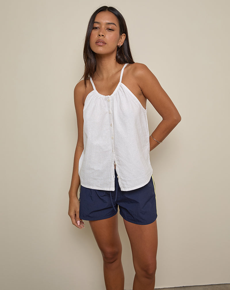 Image of Sanja Scoop Button Top in Ivory