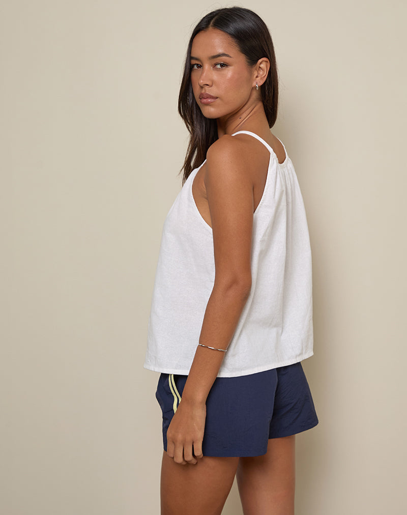 Image of Sanja Scoop Button Top in Ivory