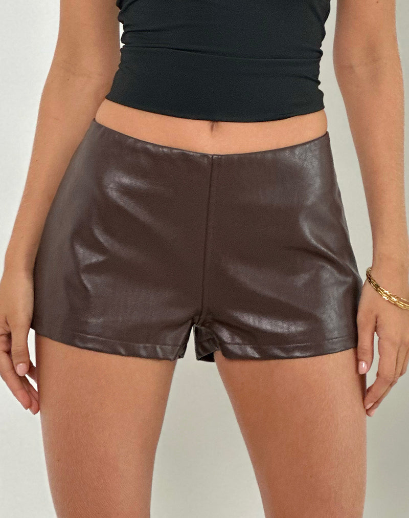 Image of Sanne Hot Pants in PU Brown