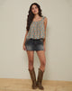 Image of Sanula Top in Blue and Brown Floral Bohemian Batik