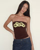 Image of Shaelo Bandeau Top in Bitter Chocolate Yellow Hibiscus