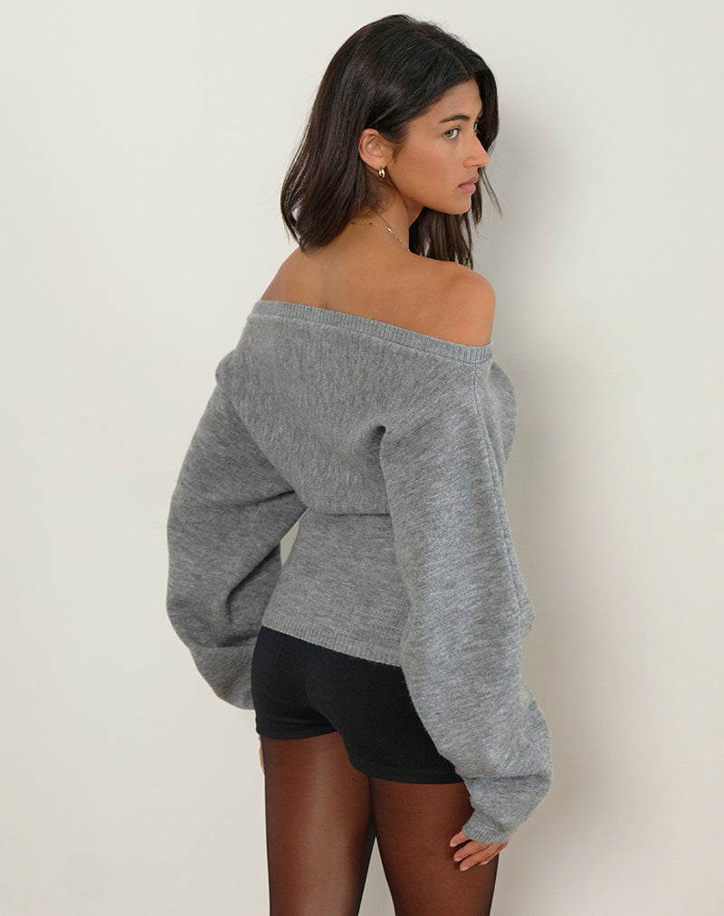 Grey Flat Knit Bow Front Jumper | Sikuna – motelrocks-com-eur