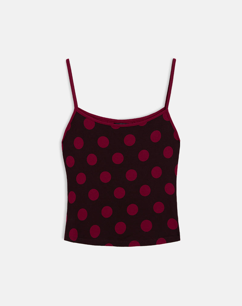 Image of Solani Top in Brown with Big Polka Red