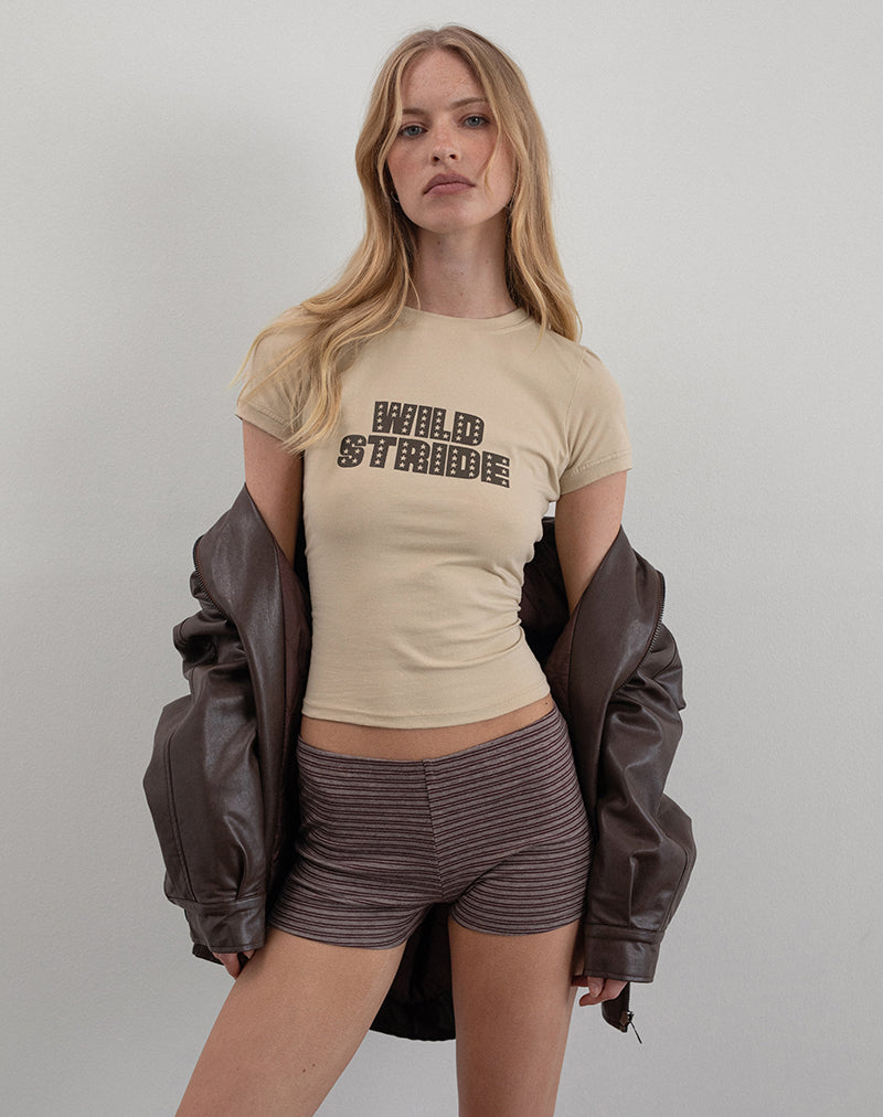 Image of Sutin Tee in Coconut Milk with Wild Stride Graphic