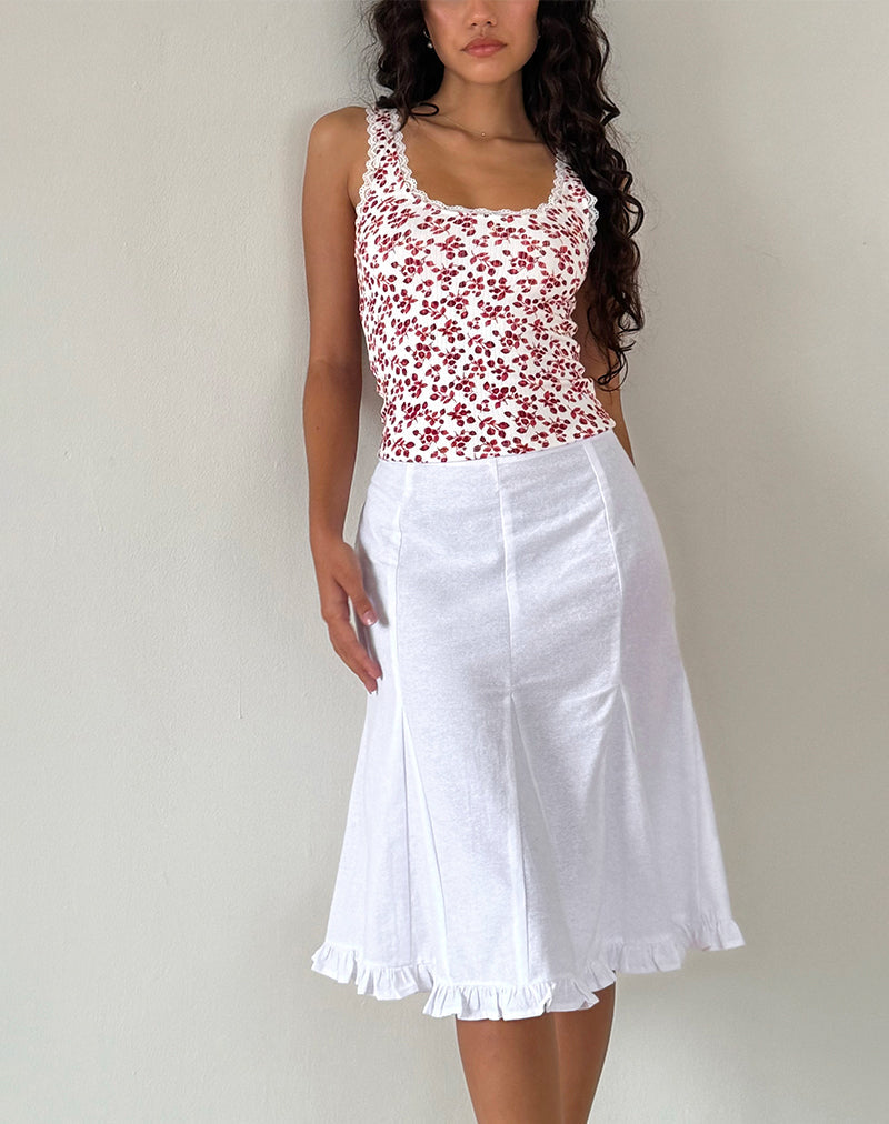 Pleated white lace skirt best sale