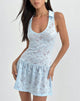 Image of Titania Collar Mini Dress in Zinnia Lace Blue