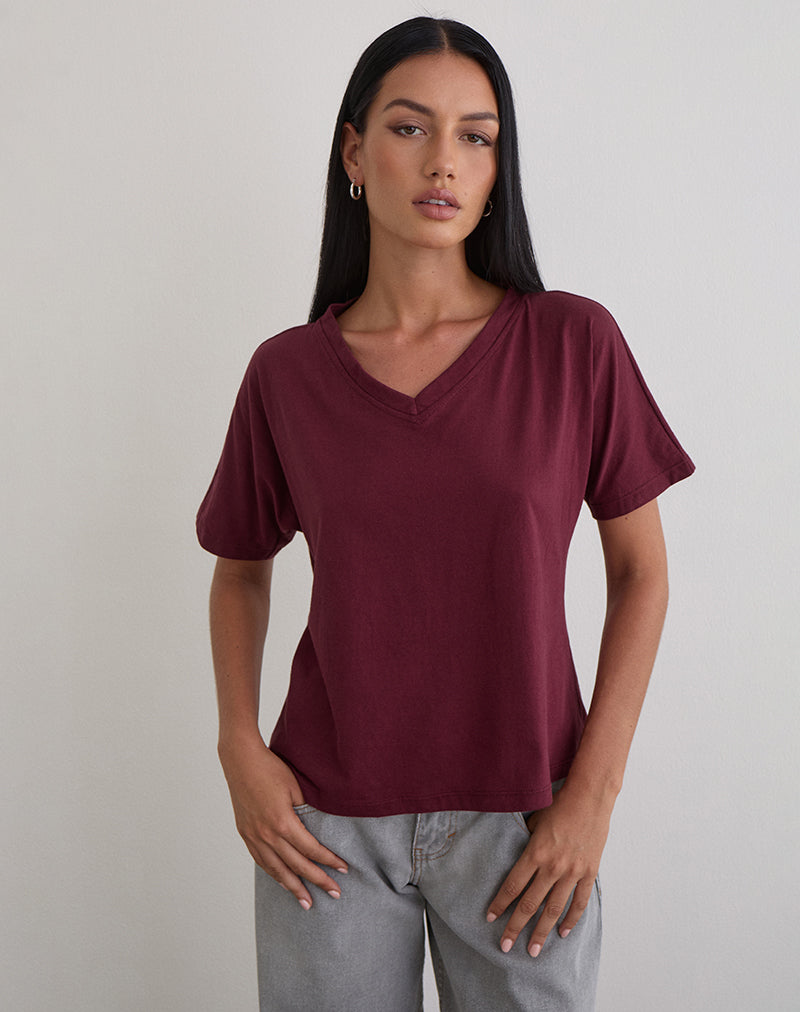 Viman Top in Jersey Maroon