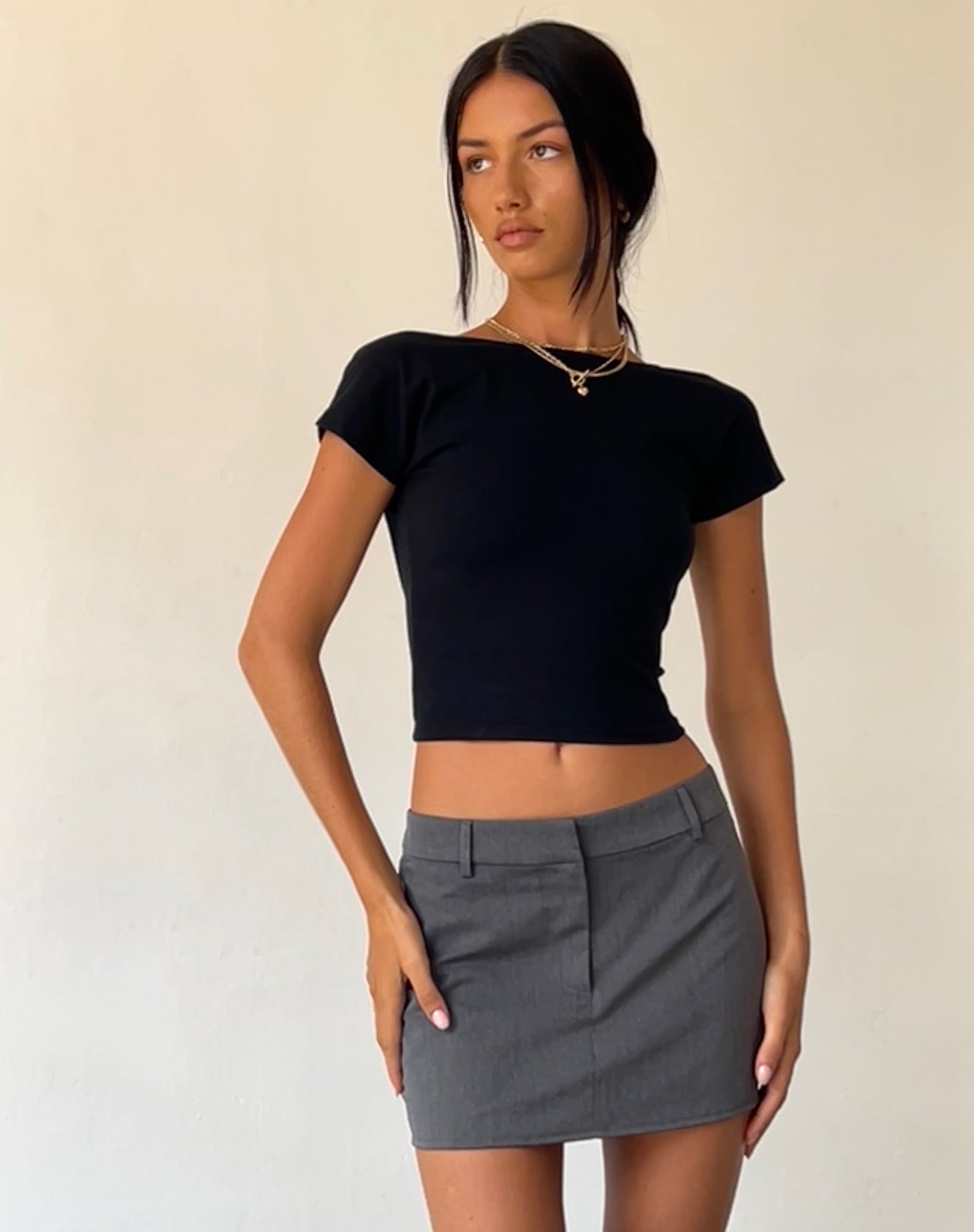 Image of Sukra Mini Tailored Skirt in Charcoal