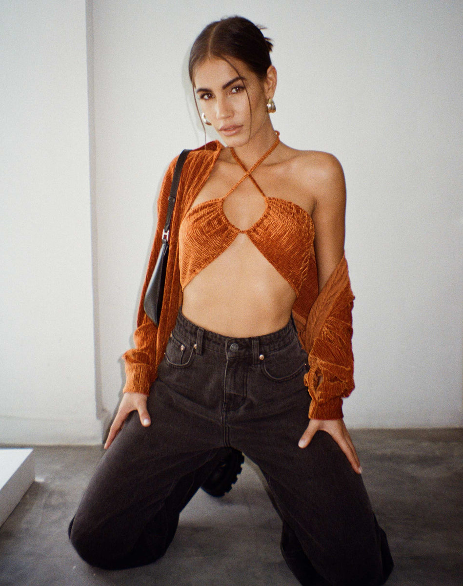 Cutout Rust Bralet Crop Top | Yessa – motelrocks-com-eur