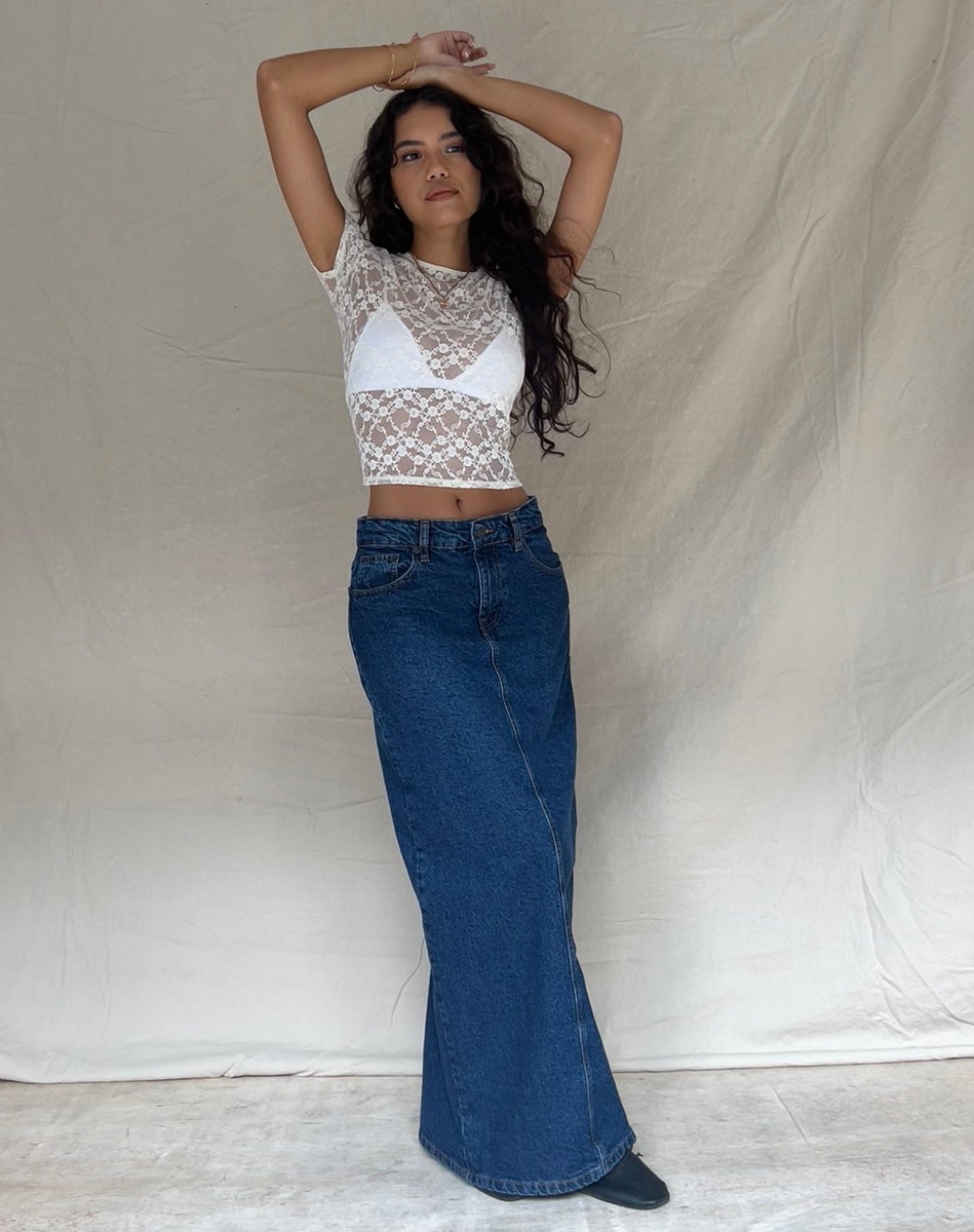 Distressed denim hotsell skirt 90s