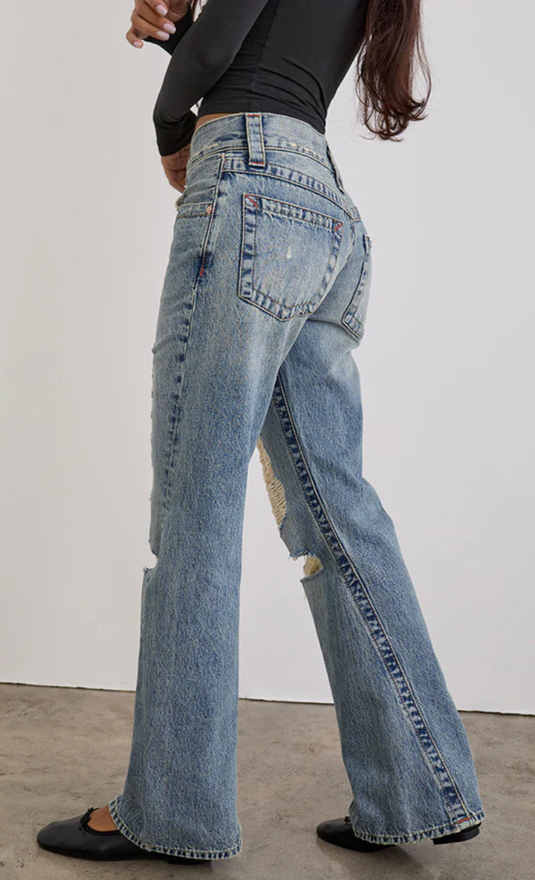 Ripped Low Rise Twisted Seam