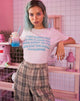 Image of Oversize Basic Tee in Soft Pink with Almond Milk Girl Text X Top Girl