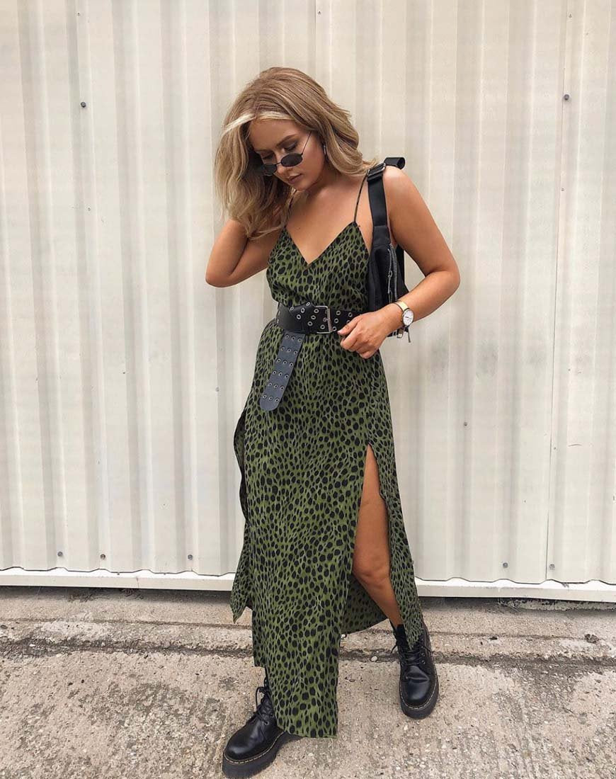 Hime Maxi Dress in Cheetah Khaki